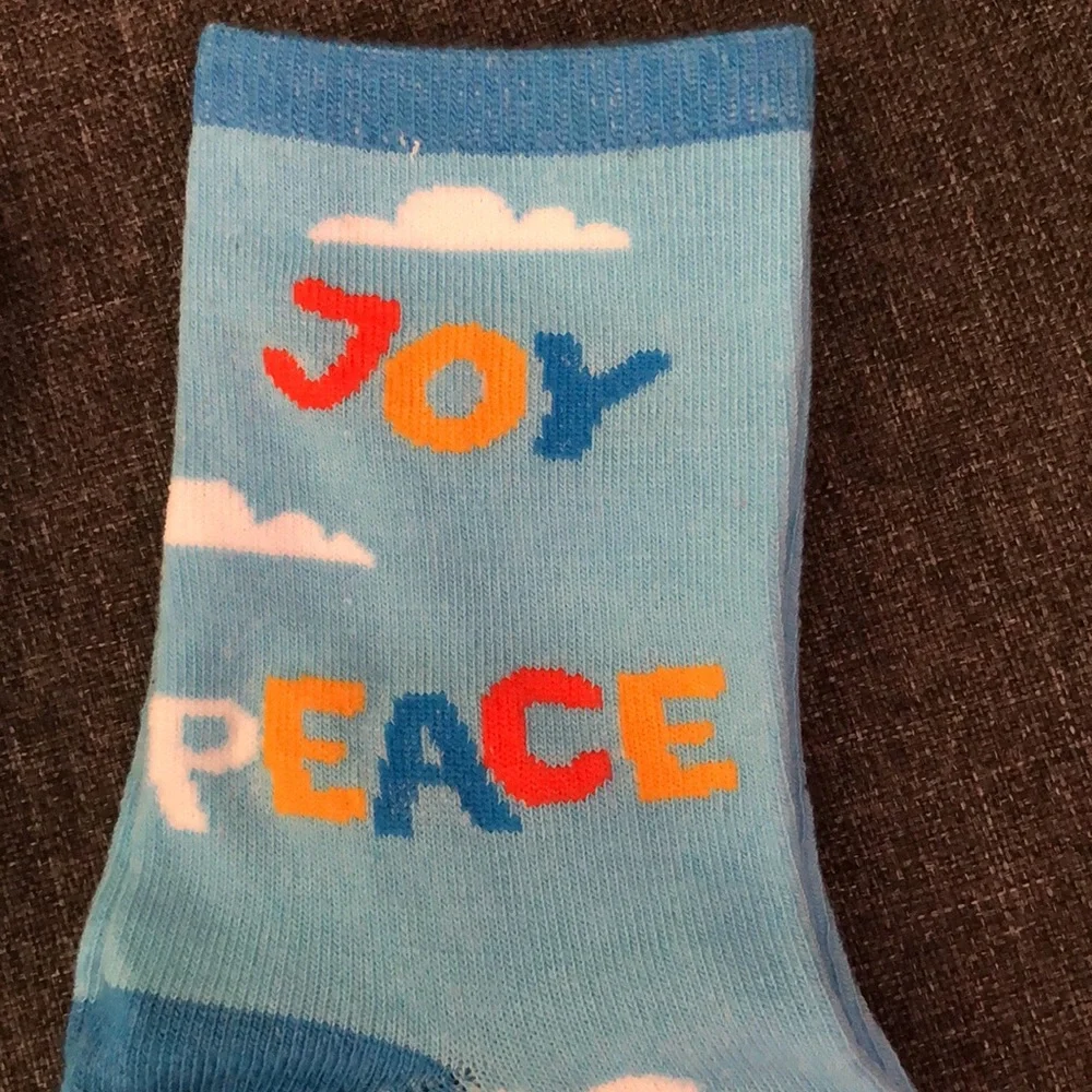 3 Pair Crew Ankle Socks L/XL 10/12  Robots/Hearts, Cat/Dog, Peace/Love/Joy New